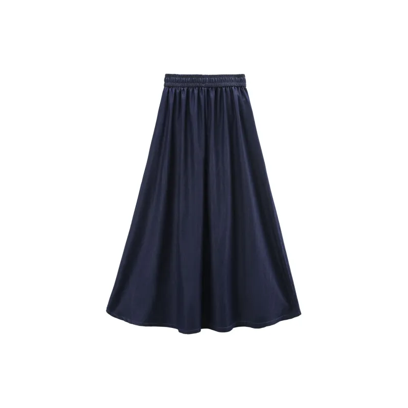 A Paradise For Awakening Casual Long Skirt Women's Denim Blue-1