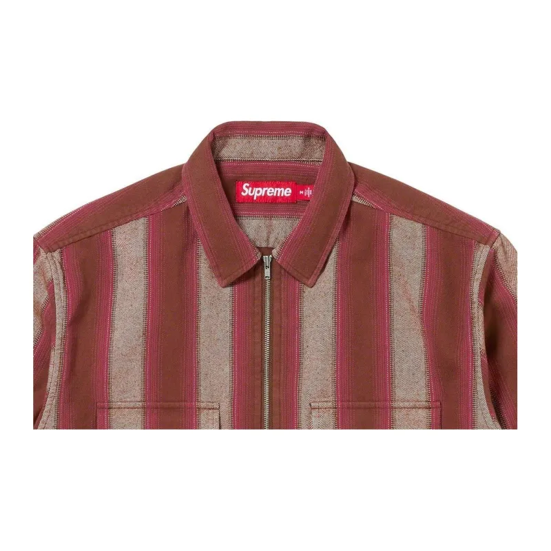 Supreme Stripe Flannel Zip Up Shirt Black XL - POIZON
