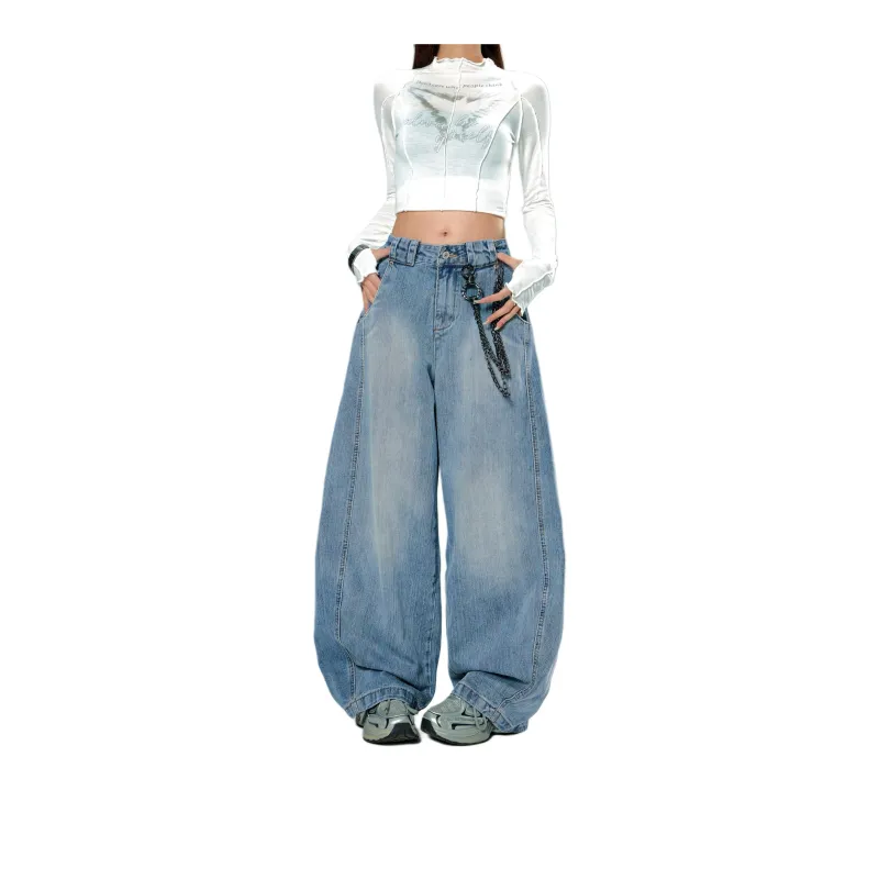 YIXIAOMO Jeans Unisex Blue-2