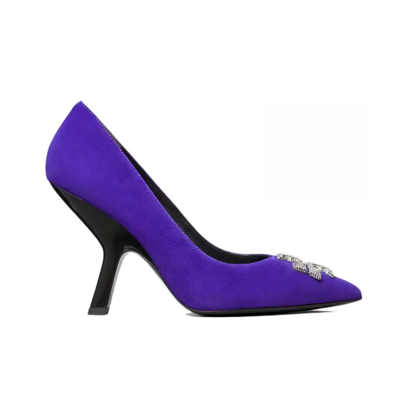 TORY BURCH Logo Buckle Suede Pumps-1