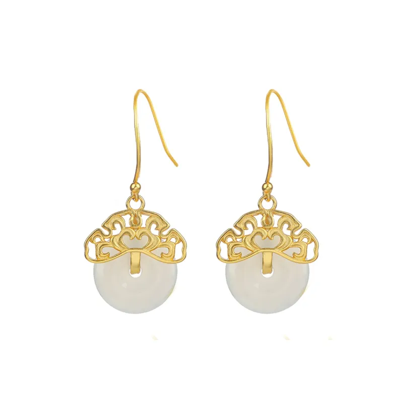 Heng Tai Jewelry Earrings Pale Greenish White Jade Women's-0