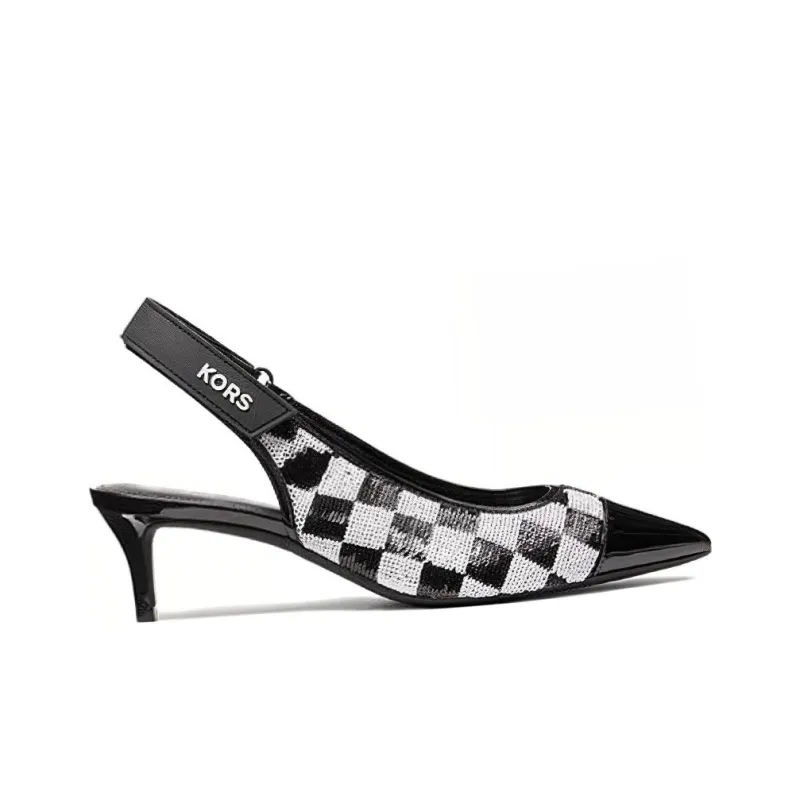 MICHAEL KORS Kourtney Fle Slim Heel High Heels Women's Black White-1