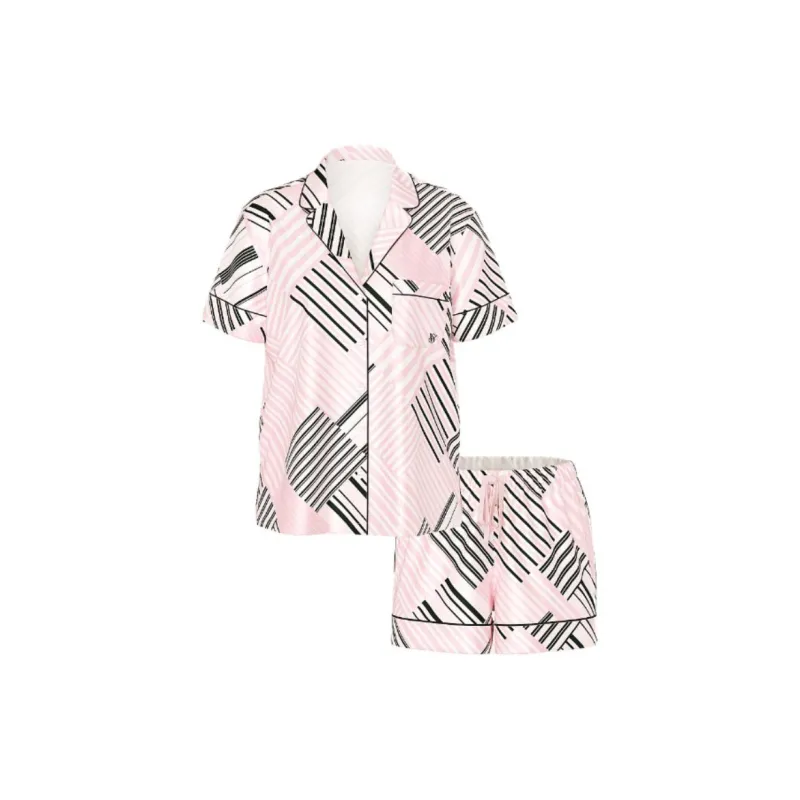 Victoria's Secret Pajama Set Women's Pink Stripes-0