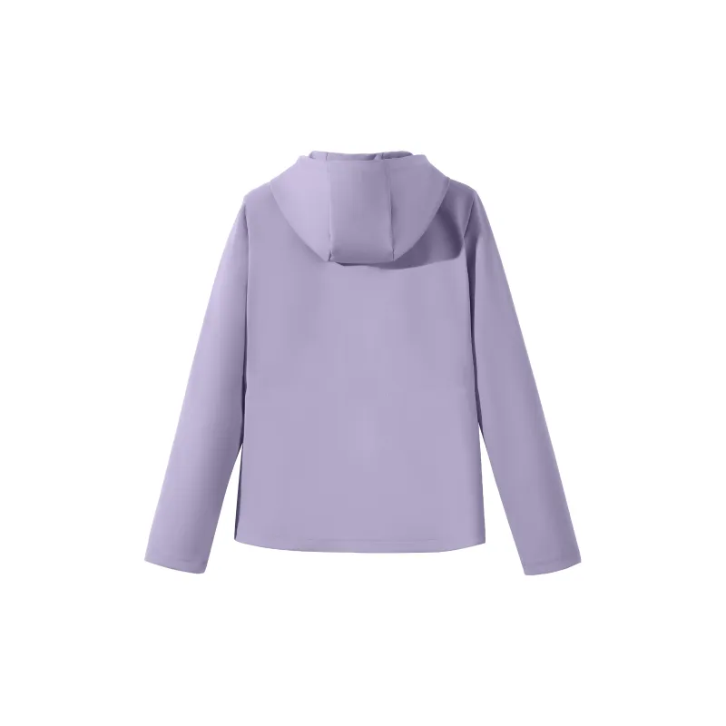 CAMEL Solid Color Fleece Lined Hooded Knitted Fabric Coat Anti Static Casual Versatile Sports Jacket Women's-3