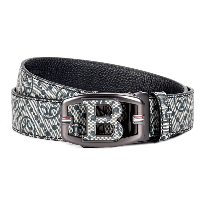 FORTEI Boyfriend, Cow Leather Belts Men's Vintage Blue Width 3.5cm Gift Box Set-19