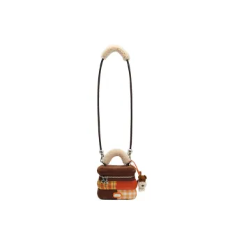 Tagi. Suede Crossbody Handbag Small Size Women's Plaid Dining Table
