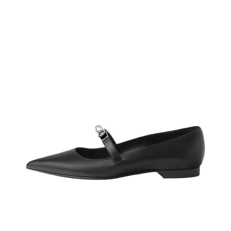 HERMES Kelly Flat Casual Single Shoes Women's Black-0