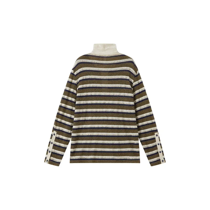 WULISHAONIAN T-Shirt Unisex Blue/Green With White Stripes-1