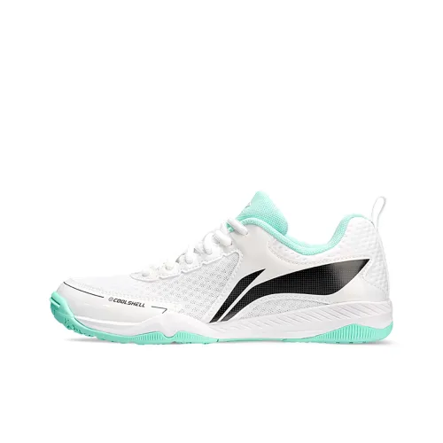 LiNing Cushioned Breathable Slip-Resistant Low-Top Table Tennis Training Shoes Unisex White Green
