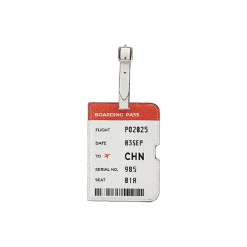 Cow Leather Luggage Tag Unisex White