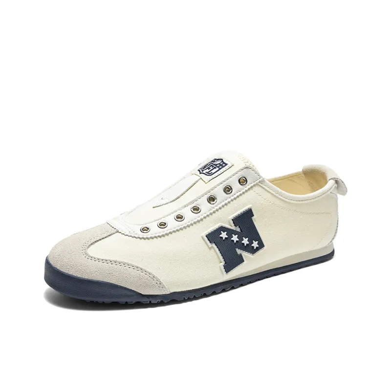 NFL Guoli N Durable Lightweight And Breathable Low-Top Skateboard Shoes Unisex Beige Dark Blue-1
