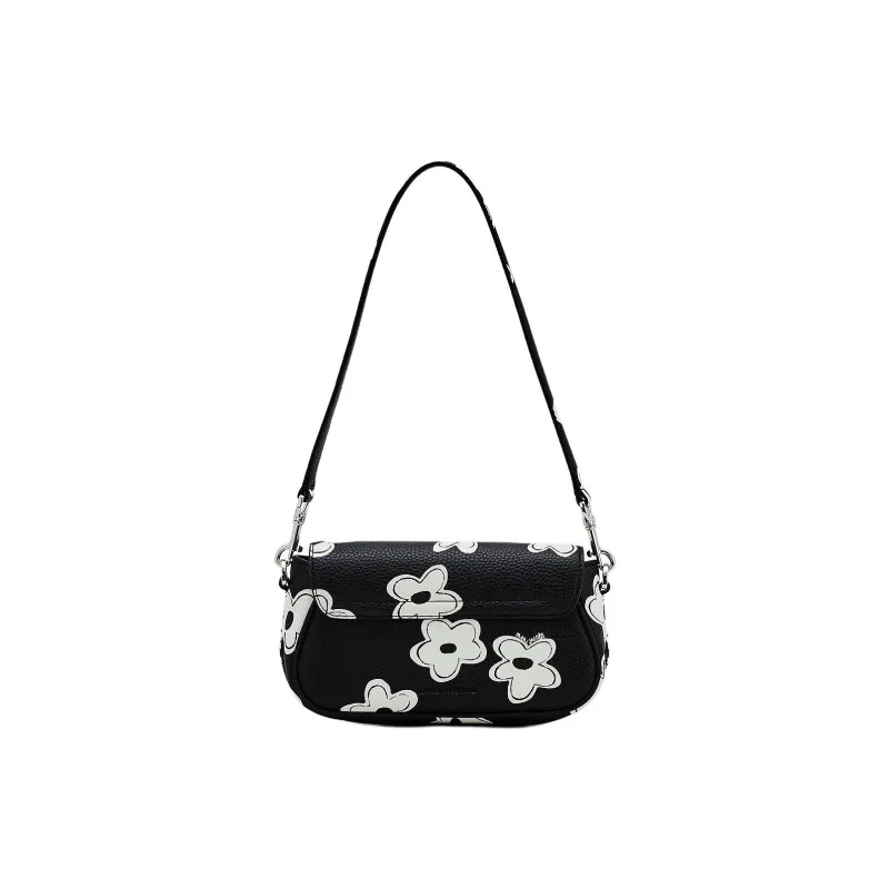 MARC JACOBS Leather Shoulder Bag Women's Black & White-2