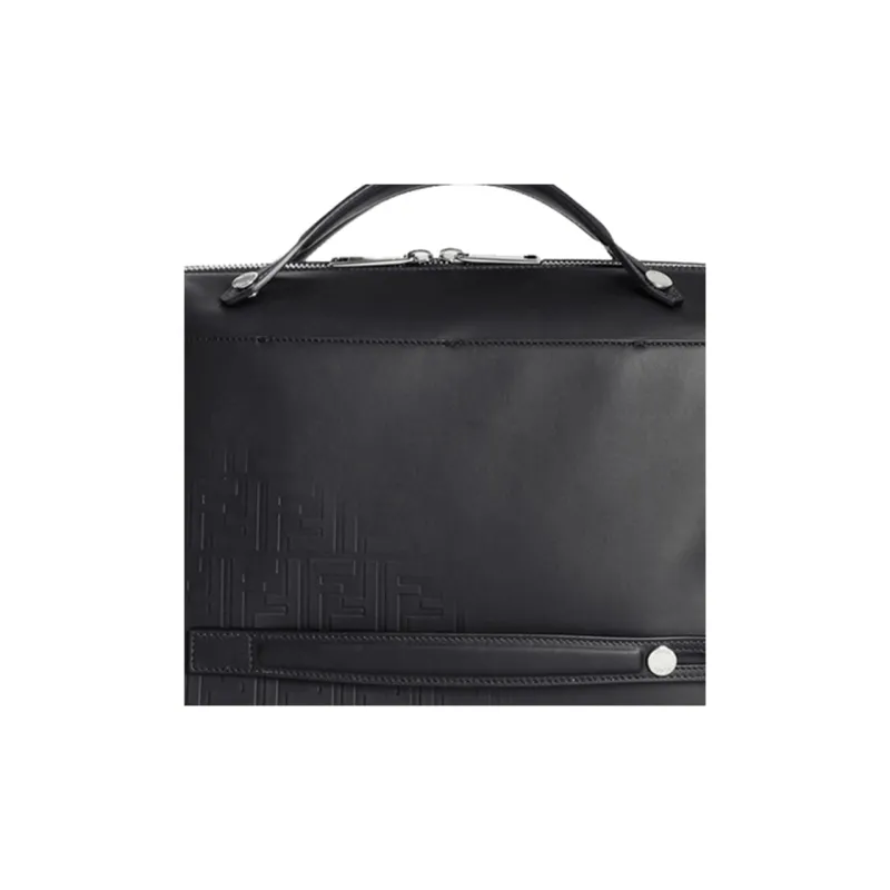 FENDI By The Way Series Leather Briefcase Men's Black-4