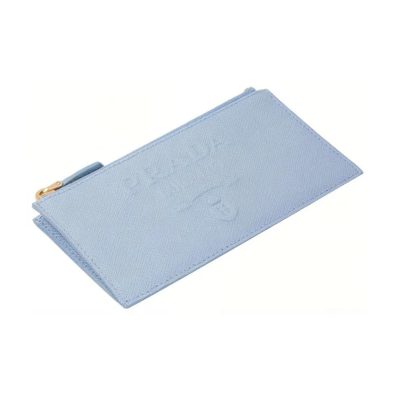 PRADA Saffiano Leather Card Holder Women's Sky Blue-2