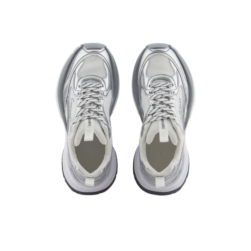 EMPORIO ARMANI Logo Debossed Mesh Panelled Sneakers-3