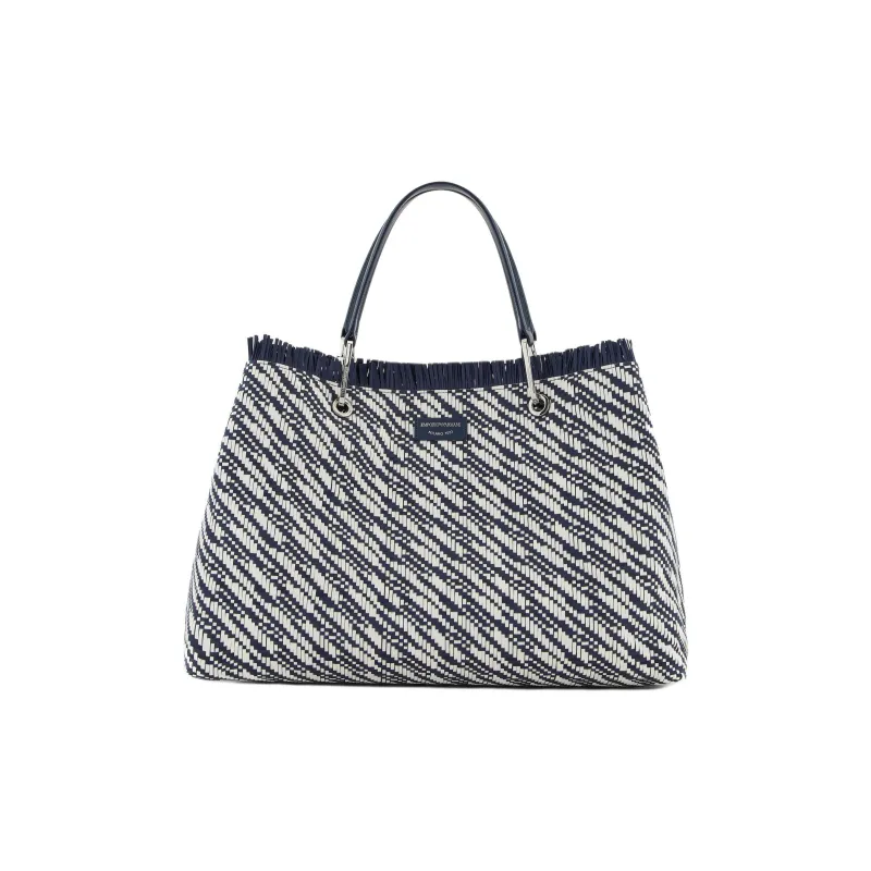 EMPORIO ARMANI MyEA Series Polyester Tote Bag Shopping Bag Handbag Large Size Women's Blue-0