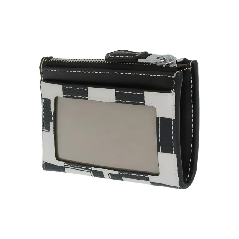 COACH Printed Coated Canvas With Smooth Leather Document Card Holder Mini Women's Black White-2