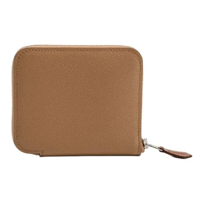 HERMES Silk'In Epsom And Barenia Cow Leather Coin Purse Women's 0M CHAI Milk Tea Beige-2