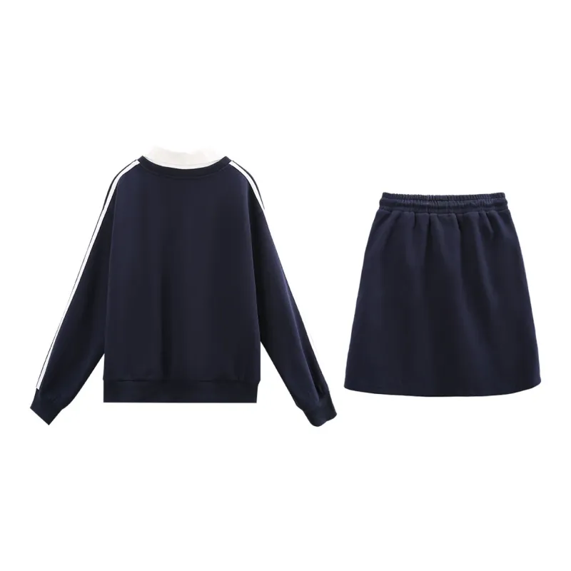 A Paradise For Awakening Skirt Set Women's Navy Blue-1