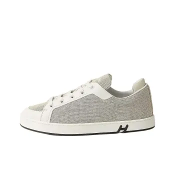 HERMES Kid Low Top Canvas Shoes Women's Gray