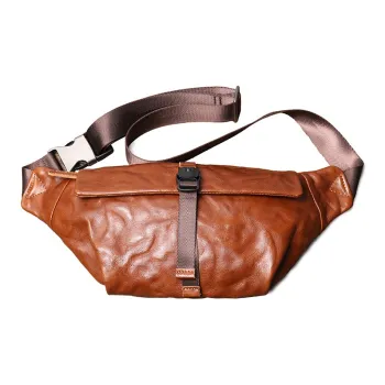 LARTIGENT Top Grain Cow Leather Sling Bag Men's Vintage Brown