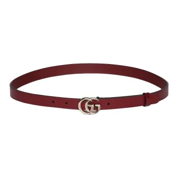 GUCCI Leather Leather Belts Women's Red Width  2CM