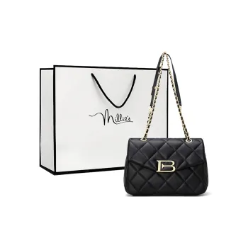 MILLIE'S Cow Leather Underarm Crossbody Bag, Shoulder Bag Women's Black/Ecru