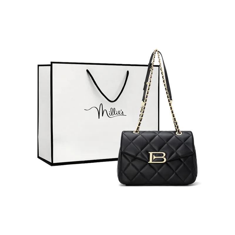 MILLIE'S Cow Leather Underarm Crossbody Bag, Shoulder Bag Women's Black/Ecru-0