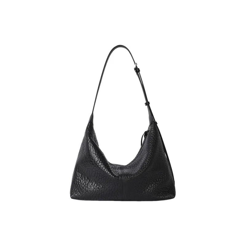 CASSILE Sheepskin Shoulder Bag Dumpling Bag Shoulder Bag Women's Black-4