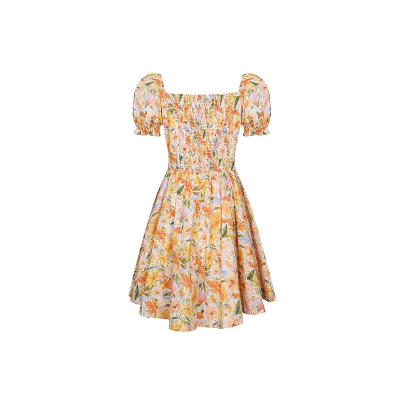 ANNIBUHUO Short-Sleeved Dress Women's Multicolor-1