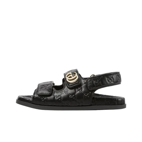GUCCI Double G Strap Sandals Women's Black