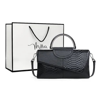 MILLIE'S Cow Leather Shoulder Bag, Crossbody Bag, Handbag Regular Women's Black