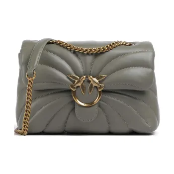 PINKO Love Bag Puff Sheepskin Shoulder Bag Women's Gray Green
