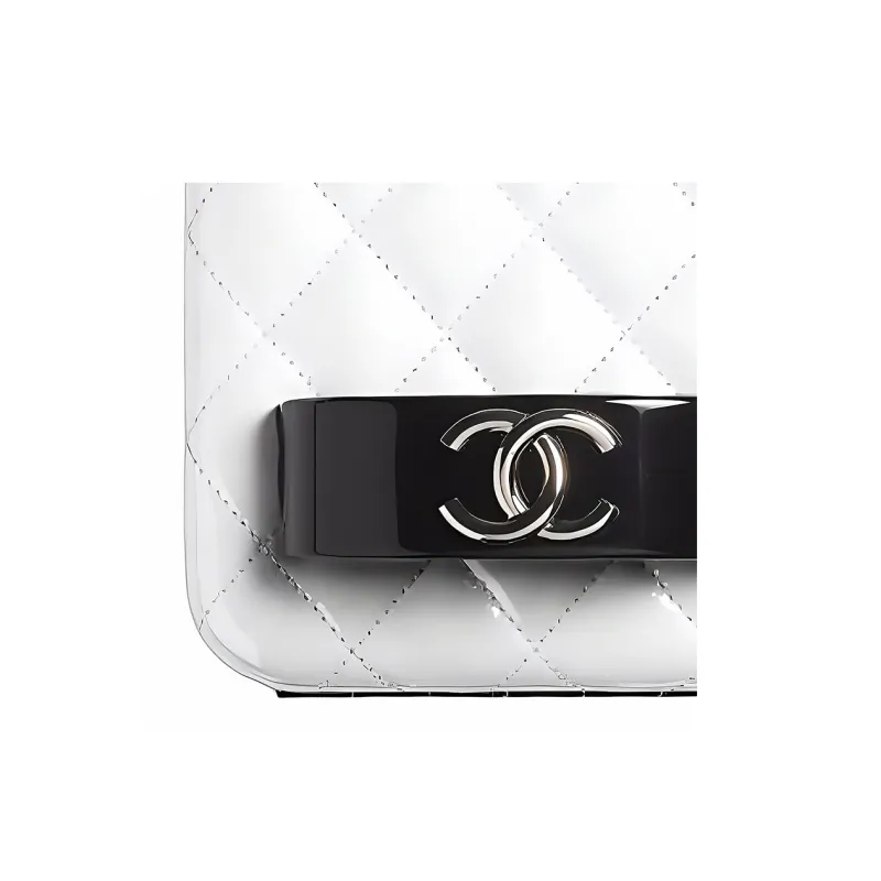 CHANEL 21K Winter Goatskin Patent Leather, Resin Glass Clutch, Makeup Box, Makeup Bag Women's White-2