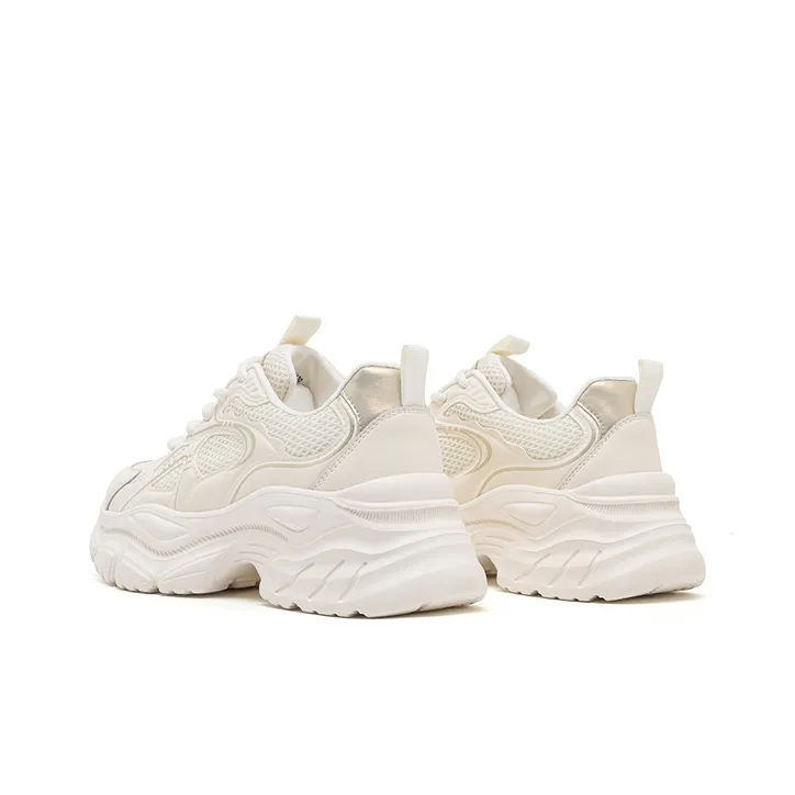 DAPHNE Anti Slip Wear Resistant Low Top Chunky Sneakers Women's Beige Gold-5