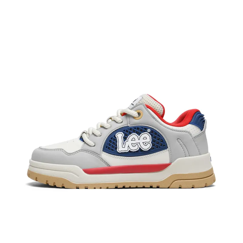 Lee Fashion Minimalist Style White Sneakers Commute Versatile Low Top Skateboard Shoes Men's-6
