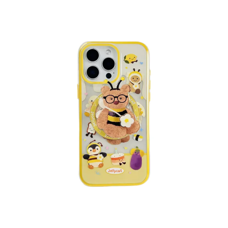 Wei Xin TPU Material Bee And Bear Magnetic Stand Phone Cases Compatible With Apple IPhone 16/15/13/14/Pro/Max-0