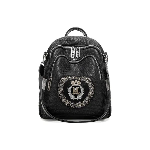 PAYOT Microfiber Synthetic Leather Backpack Women's Black
