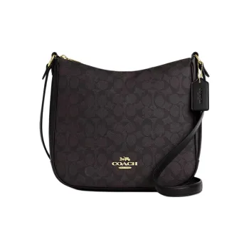 COACH Ellie Coated Canvas Crossbody Bag, Shoulder Bag Large Size Women's Black & Red