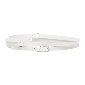 Ann Demeulemeester Calfskin Leather Belts Women's White Forehead Width 1.5cm