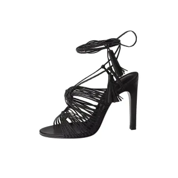 HERMES Karma Strap Sandals 10.5cm Women's Black
