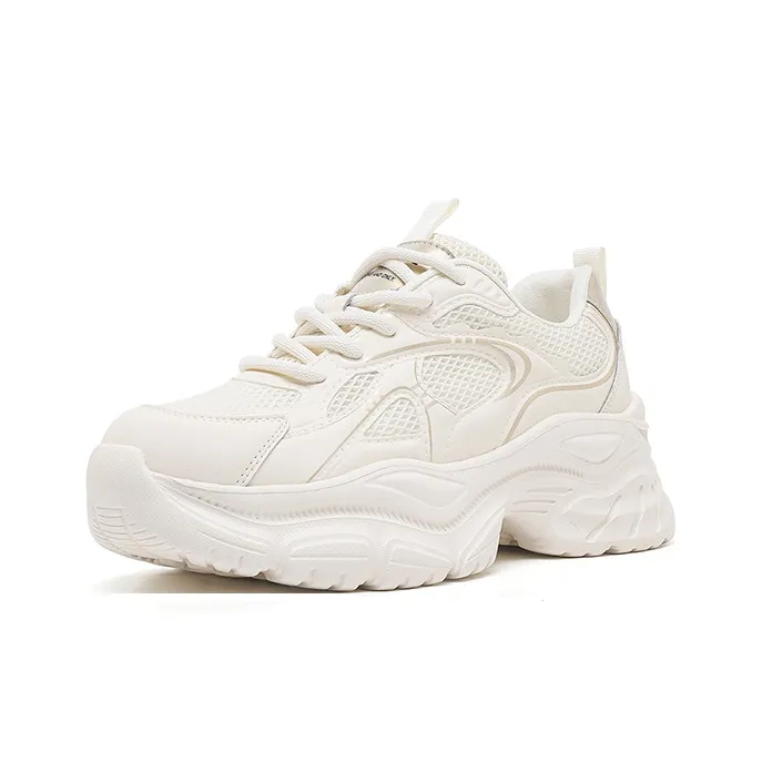 DAPHNE Anti Slip Wear Resistant Low Top Chunky Sneakers Women's Beige Gold-1