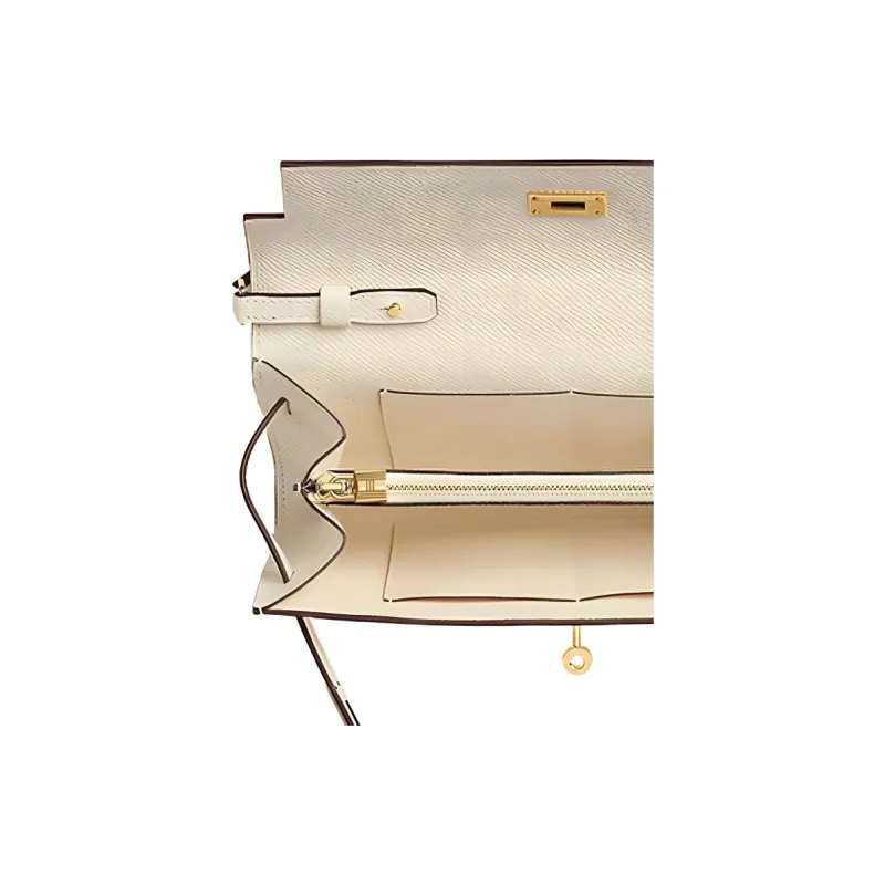HERMES Kelly To Go Epsom Leather Crossbody Bag, Shoulder Bag Women's I2 Nata Cream White-4