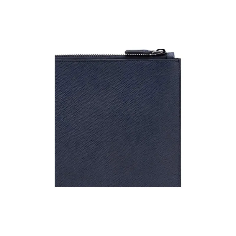 PRADA Cow Leather Clutch Medium Size Men's Dark Blue-4