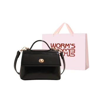 Worm's Home PU Crossbody One Shoulder Handbags Regular Women's Black Coffee Brown/White Khaki