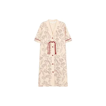 XIAFENYAN Nightgown Women's Apricot