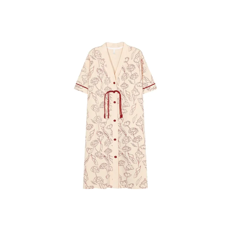 XIAFENYAN Nightgown Women's Apricot-0