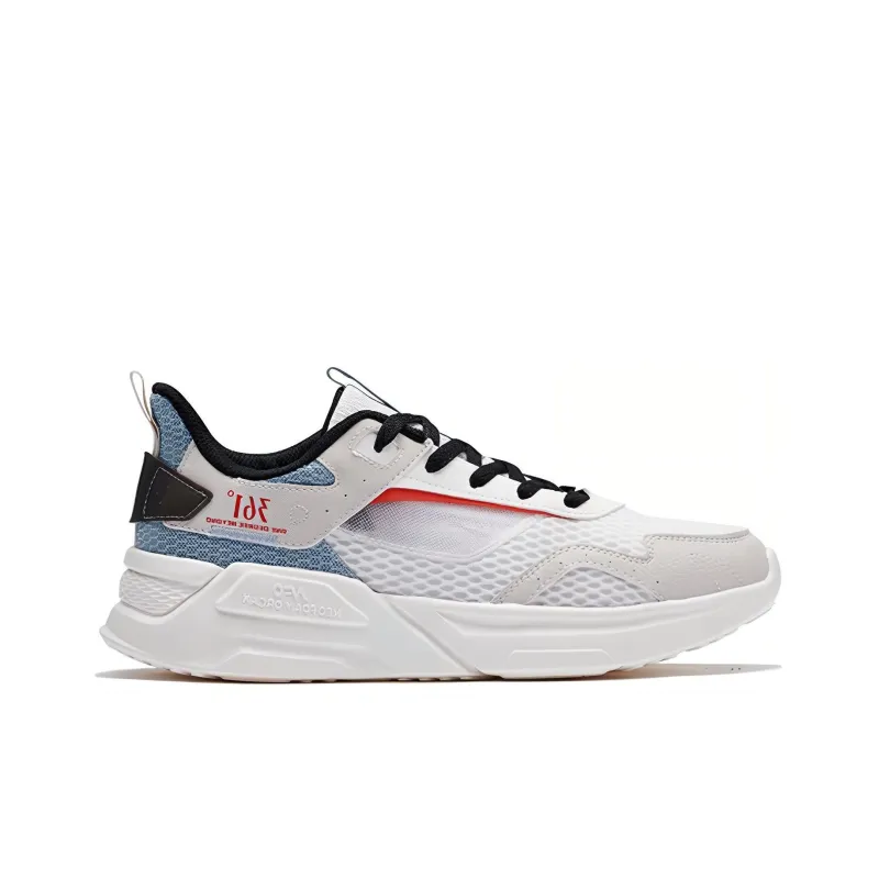 361° Anti Slip And Wear Resistant Height Increasing Low Top Running Shoes Men's White Blue-1