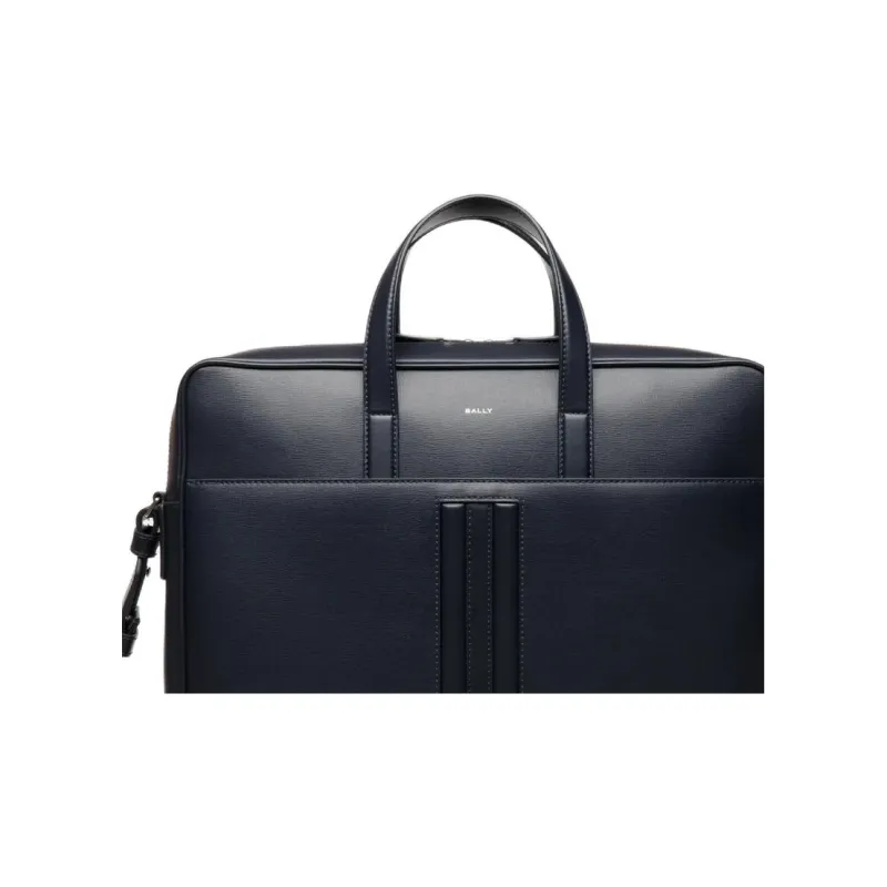 BALLY Cow Leather Briefcase Men's Dark Blue-4