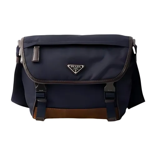 prada light Recycled avec Shoulder Bag Trumpets Men's Blue & Coffee
